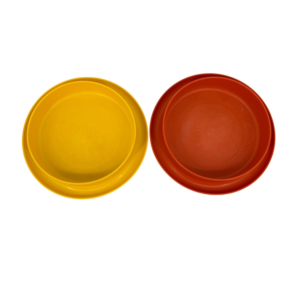 Vintage Tupperware Bowls Set of 2 Yellow Orange 1317 Harvest Colors Made in USA